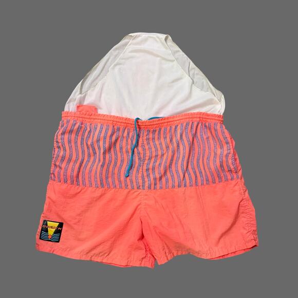 O'Brien Vintage 80s/90s Neon Pink/Orange Swim Trunks Size 39 GUC - Picture 5 of 8